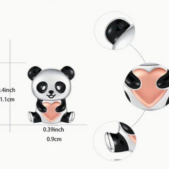 Cute Charming Panda and Pink Heart Stud Women's Fashion Earrings - Picture 3 of 3